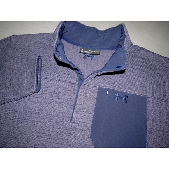 Under Armour Cold Gear Dark Purple Pull Over Snap Sweater Fleece Jacket Mens 4XL - Picture 1 of 8